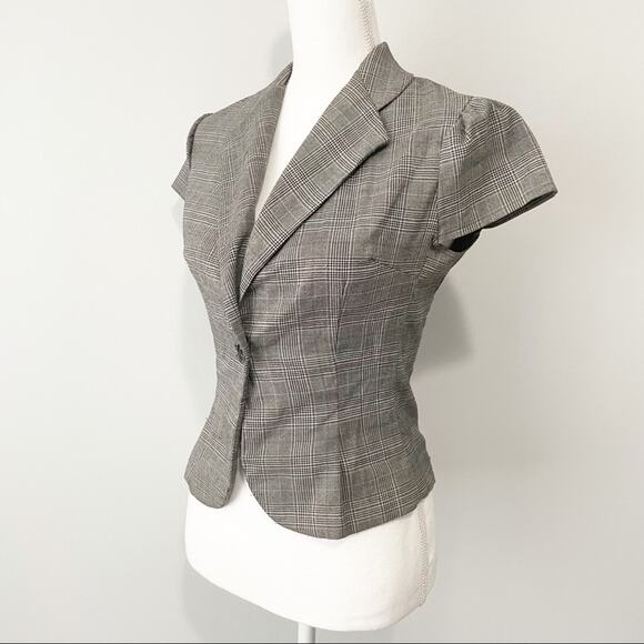 Wet seal plaid cap sleeve crop jacket medium Y2K 2000s short sleeve - Picture 5 of 6